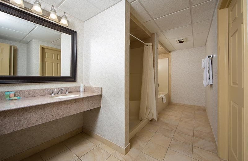 Guest bathroom at Villa Roma Resort and Conference Center.