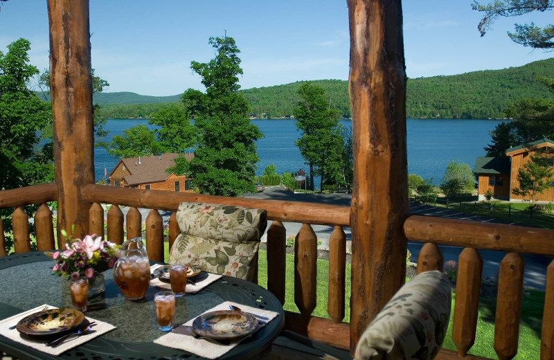 Guest balcony at The Lodges at Cresthaven on Lake George.