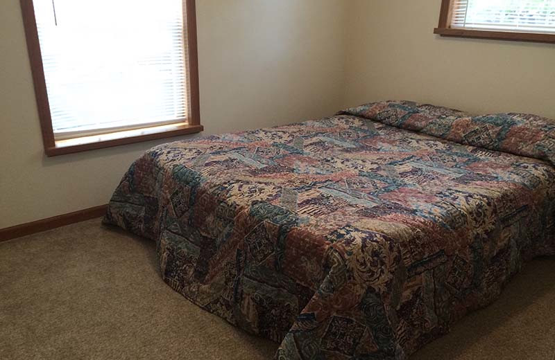 Cottage bedroom at Popp's Resort.