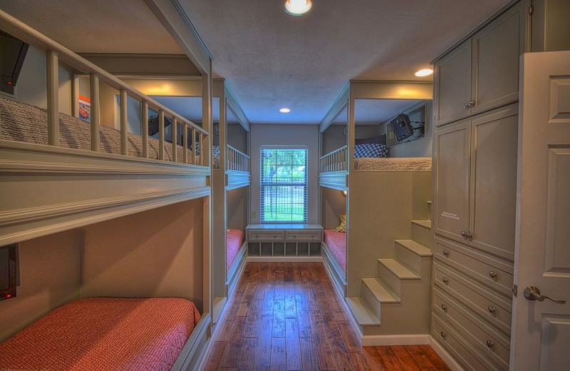 Rental bunk beds at Shady Grove Vacation Home on Lake LBJ.