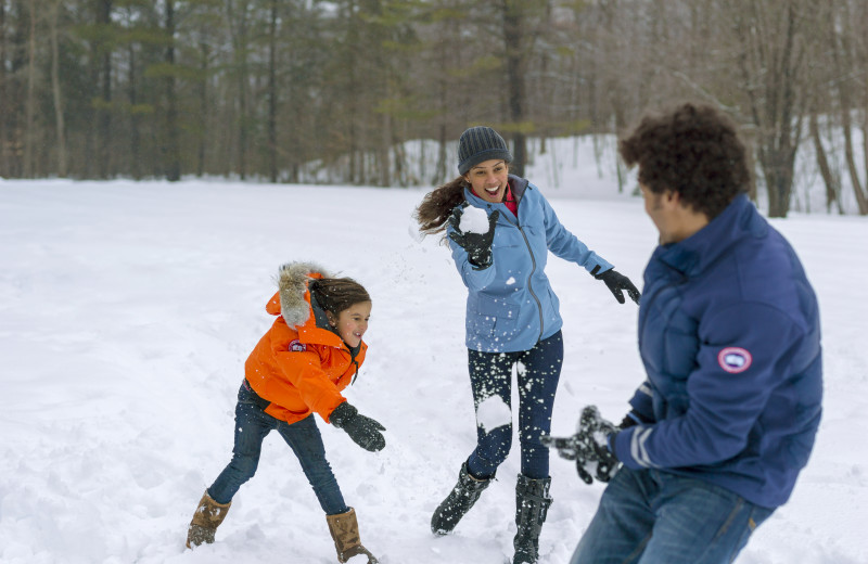 Snowball fight at Fairmont Le Chateau Montebello.