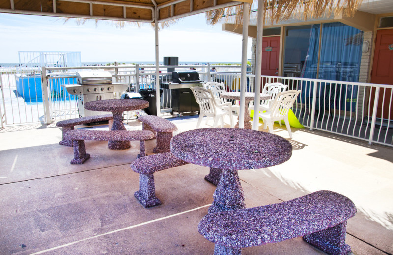 Outdoor picnic tables at Granada Ocean Resort.