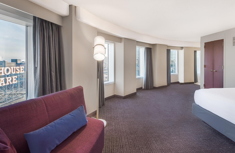 Guest room at Crowne Plaza Cleveland at Playhouse Square.