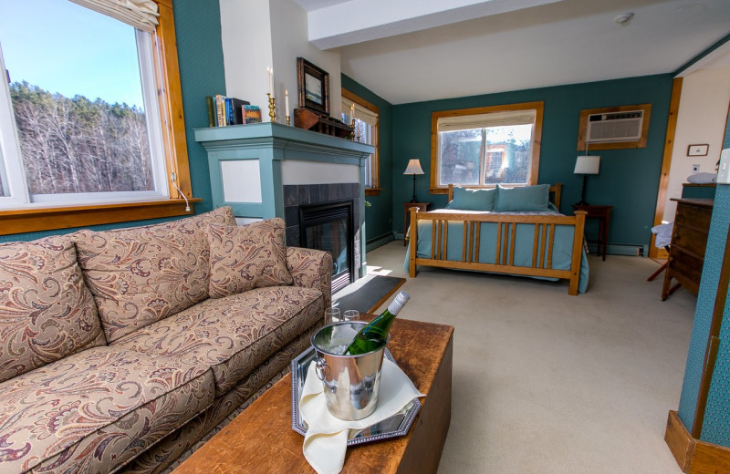 Guest room at The Red Clover Inn & Restaurant.