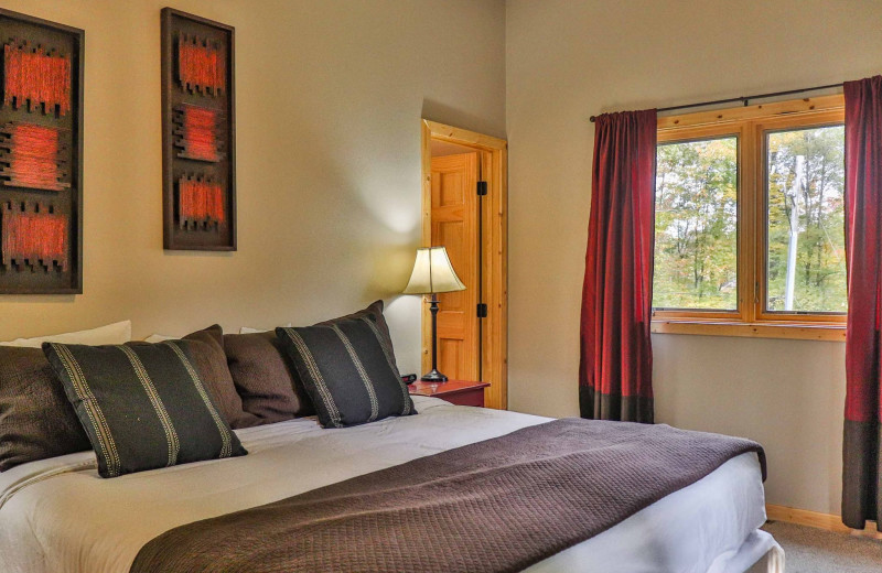 Cabin bedroom at Lost Lake Lodge.