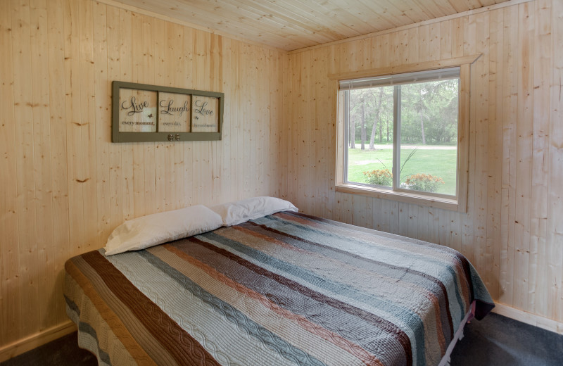 Cabin bedroom at Twin Springs Resort.