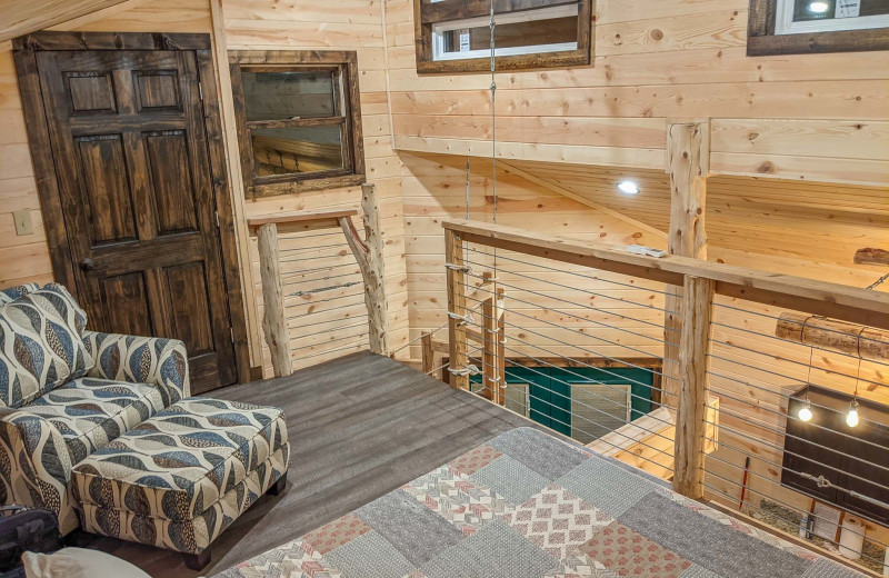 Treehouse interior at Shawnee Forest Cabins.