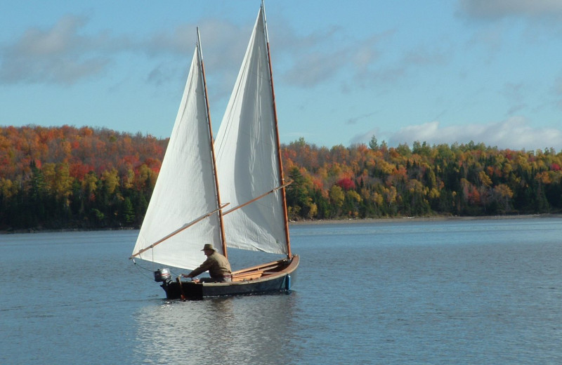 Sail boat on lake at Grant's Camps.