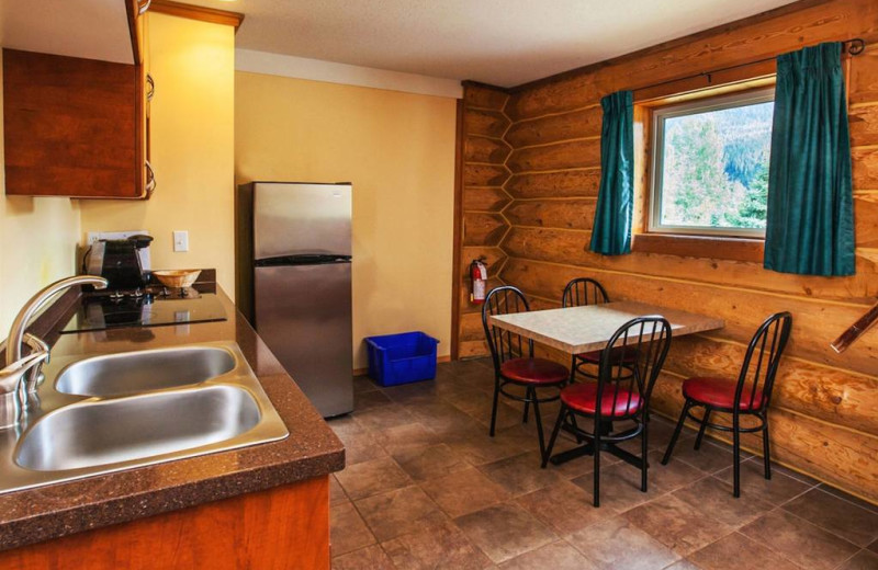 Cabin kitchen at Glacier House Resort.