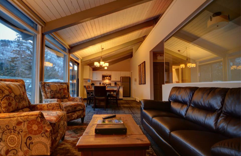 Chalet living room at Tunnel Mountain Resort.