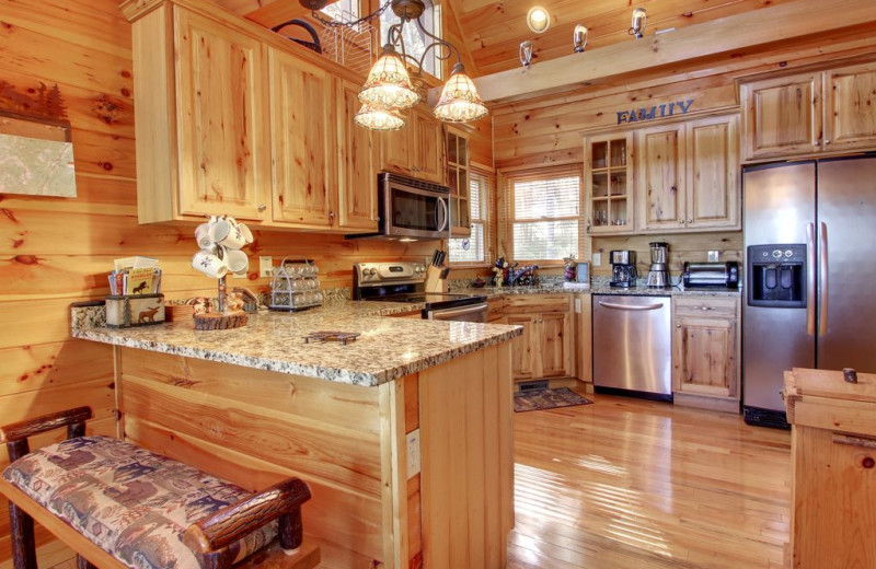 Rental kitchen at Nevaeh Cabin Rentals.