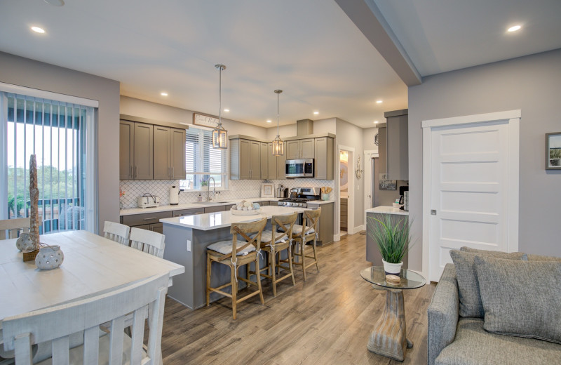 Rental kitchen at Oyhut Bay Seaside Village.