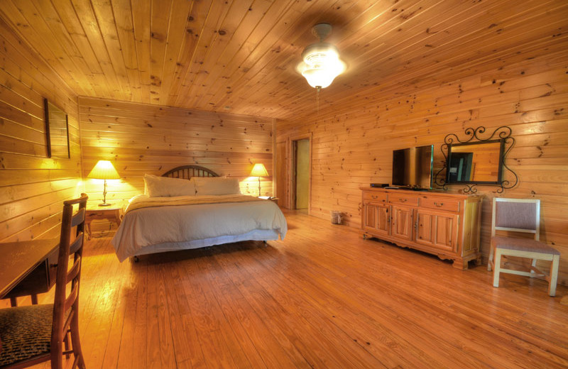 Cabin bedroom at Nantahala Village.