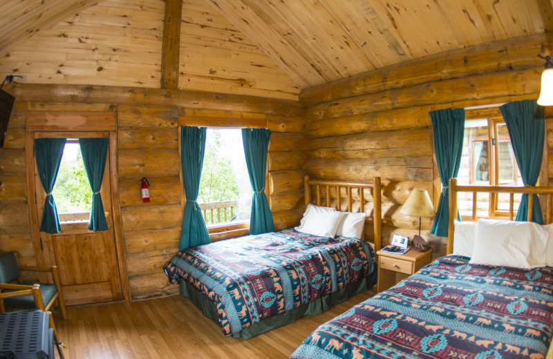 Cabin bedroom at Alaska's Gold Creek Lodge.