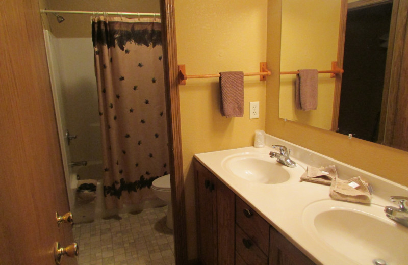 Rental bathroom at Heart of the Hills Vacation Homes.