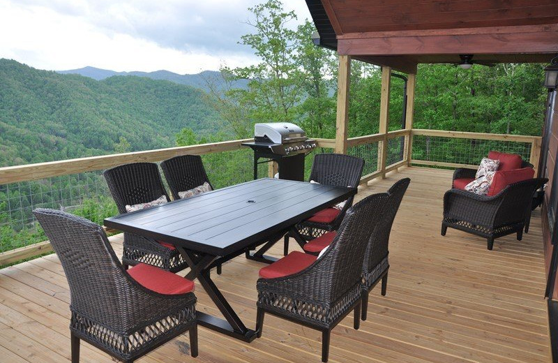 Cabin deck at Great Smokys Cabin Rentals.