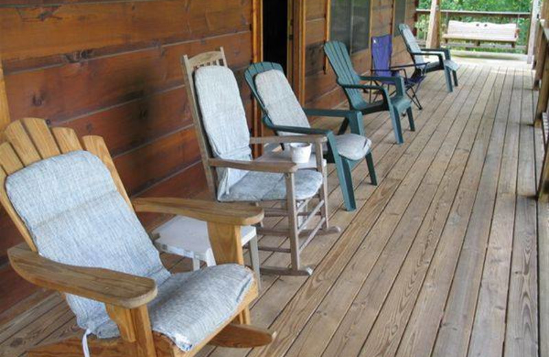 Cabin deck at Avenair Mountain Cabins.