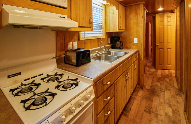 Cabin kitchen at Lone Star Jellystone.