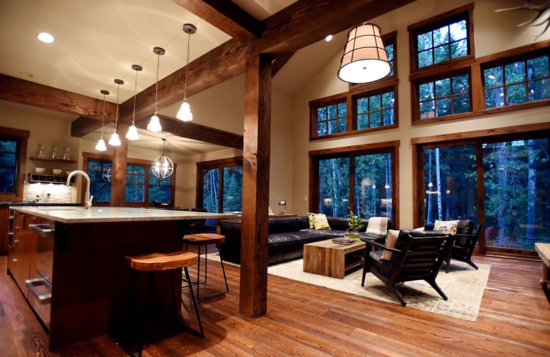 Rental living room at The Lodge at Whitefish Lake.