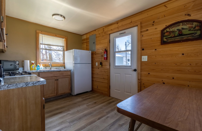 Cabin kitchen at Ten Mile Lake Resort.