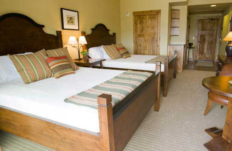 Cabin bedroom at Teton Springs Lodge.