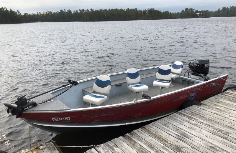 Fishing boat at Campbell's Cabins Fishing Resort.