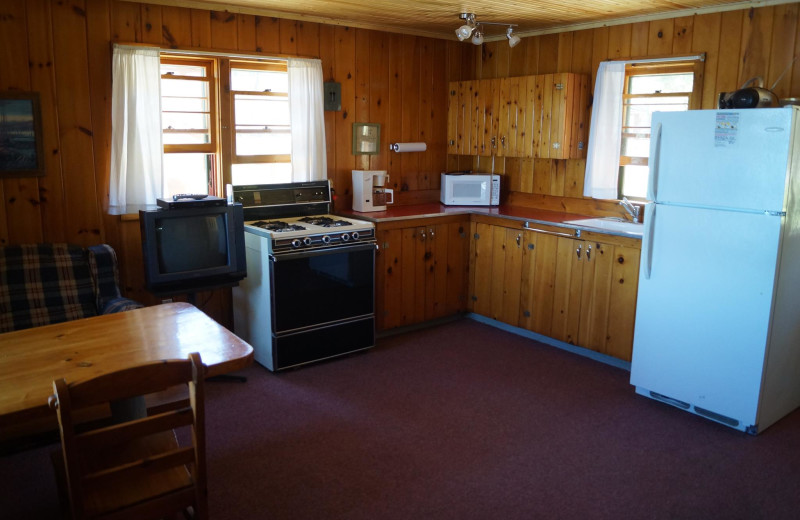 Cabin interior at Anderson's Starlight Bay Resort.