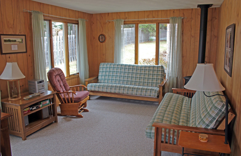 Cabin living room at Nitschke's Northern Resort.