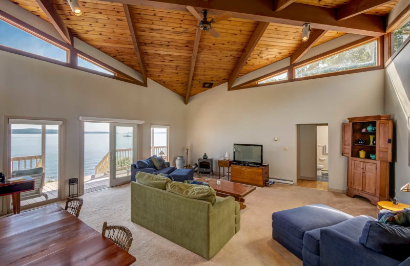 Rental living room at Acadia Cottage Rentals.