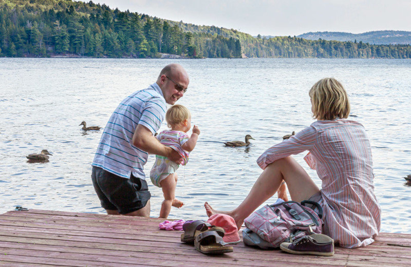 Family at Killarney Lodge in Algonquin Park.