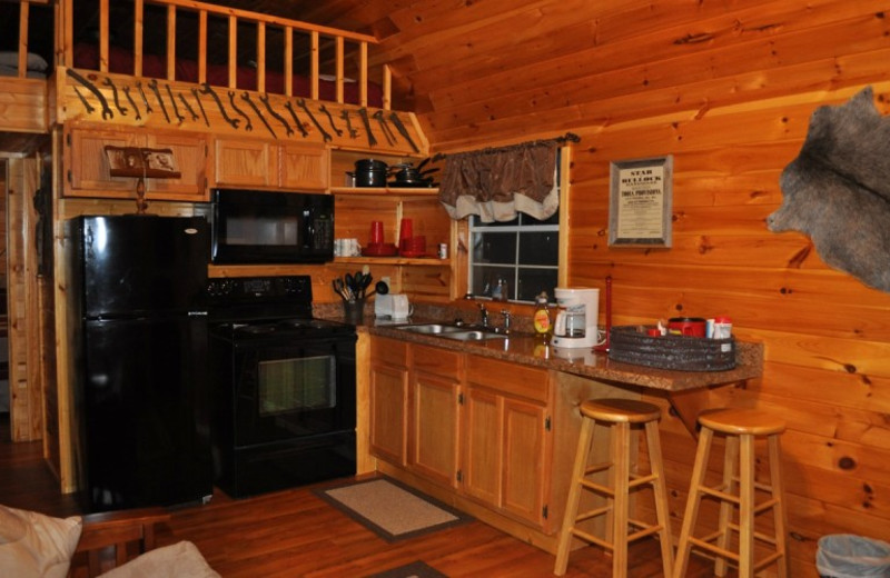 Blacksmith cabin interior at Diamonds Old West Cabins.