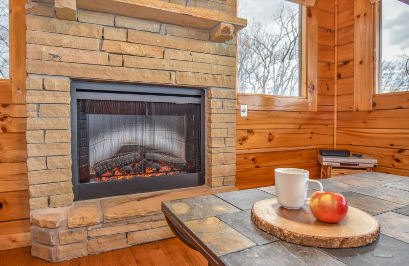 fireplace at American Patriot Getaways Eagle's Sunrise.