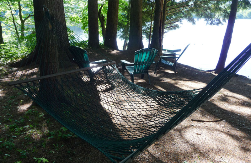 Hammocks at The Elms Waterfront Cottages.