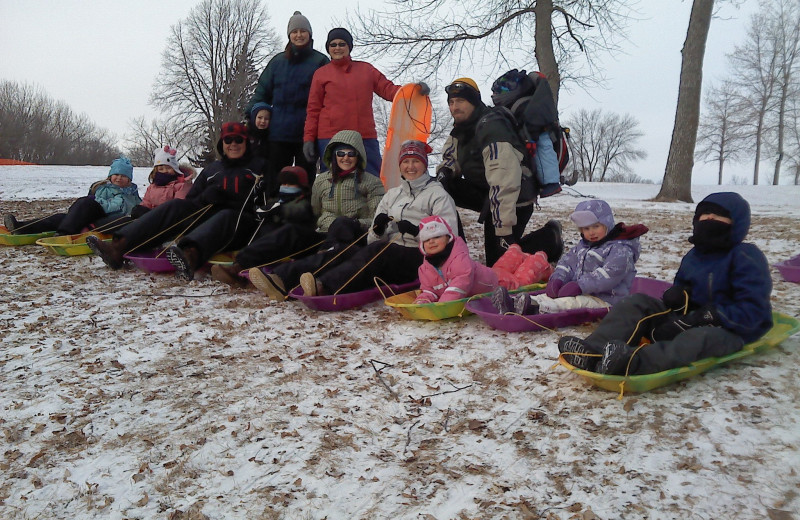 Sledding at Arrowwood Resort.