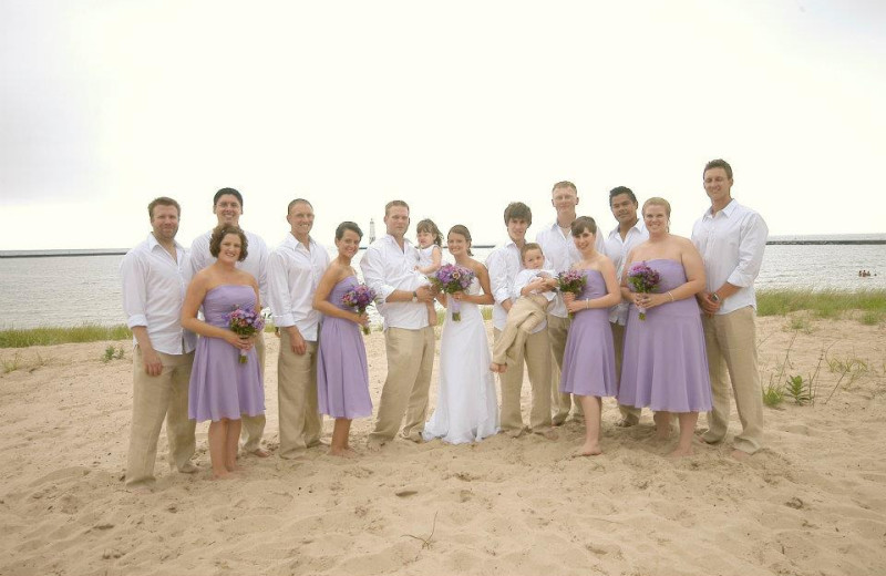 Wedding on beach at Harbor Lights Resort.