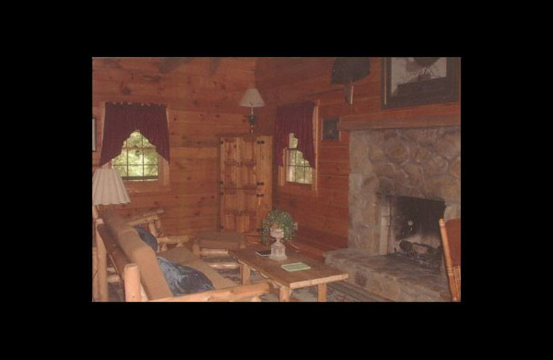 Cabin living room at Honey Fork Properties.