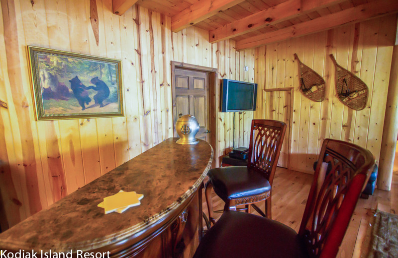 Bar seating at Alaska's Kodiak Island Resort.