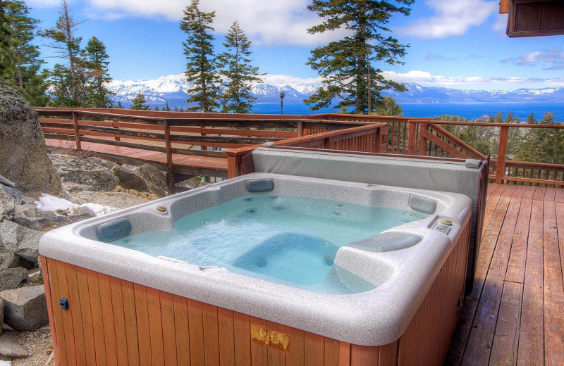 Rental hot tub at Lake Tahoe Accommodations.