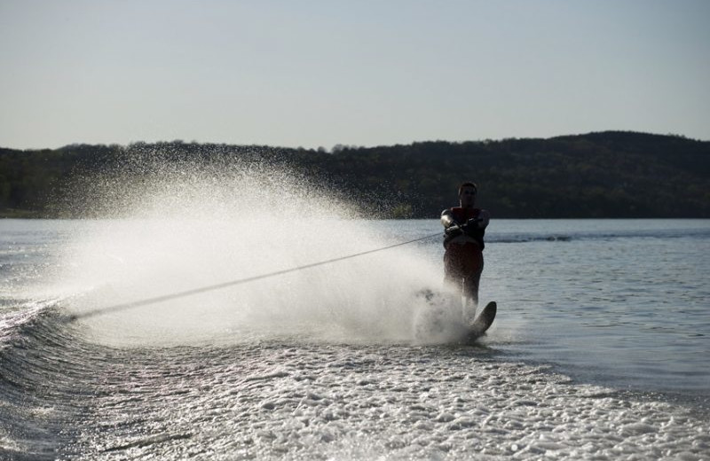 Slalom skiing at Stonewater Cove Resort.