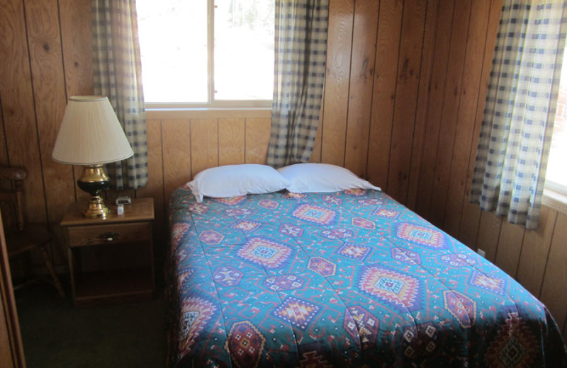 Cabin bedroom at Idle Hours Resort.
