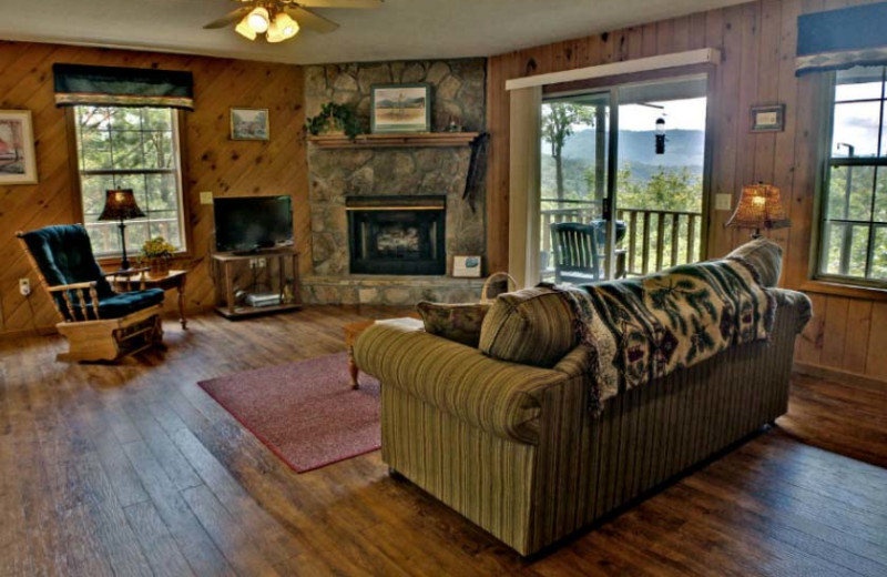 Cabin living room at Laurel Mountain Cabins.