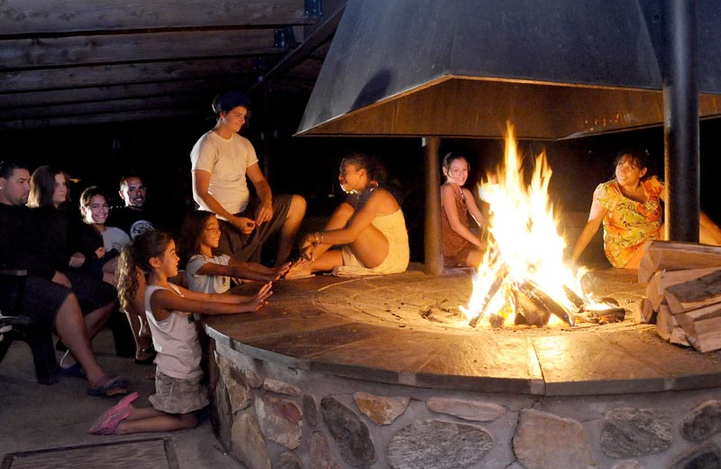 Relaxing by the fire at Lake George RV Park.