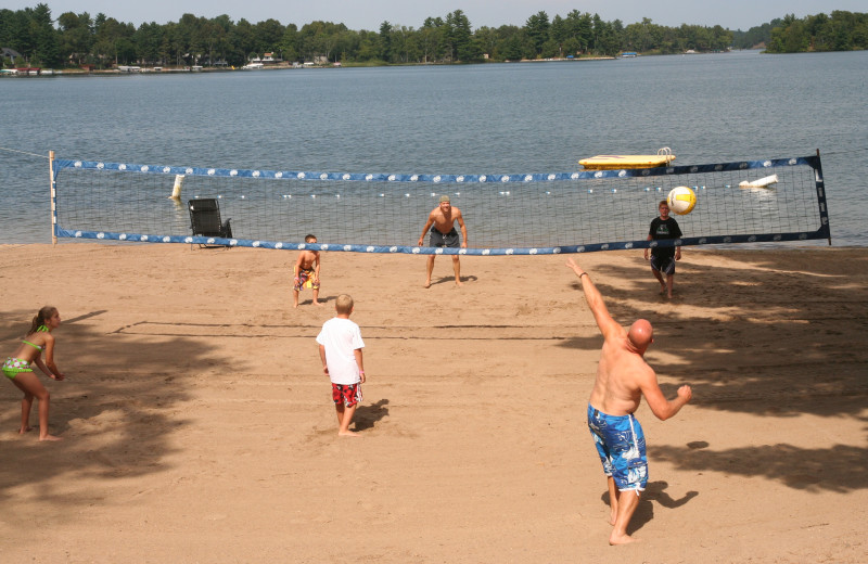 Volleyball net at Bay View Lodge.