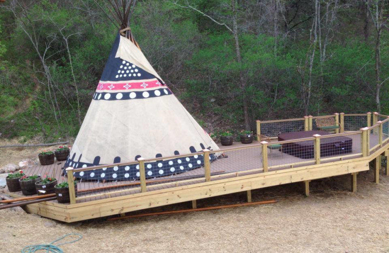 Teepee and hot tub at Wildberry Lodge.