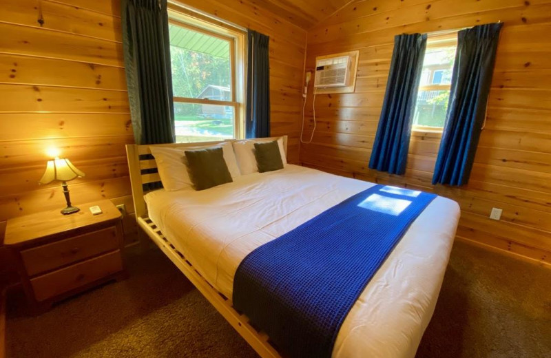 Cabin bedroom at Pehrson Lodge Resort.