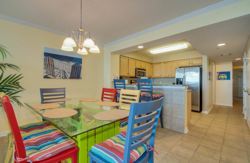 Rental kitchen at North Beach Vacation Rentals.