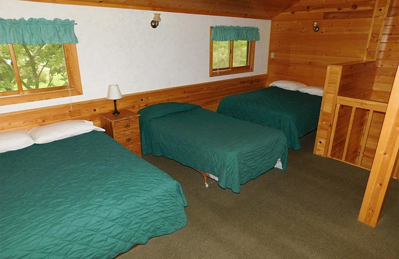 Cabin bedroom at Madsen's Resort.