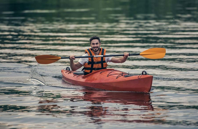 Kayaking at Chelka Lodge.