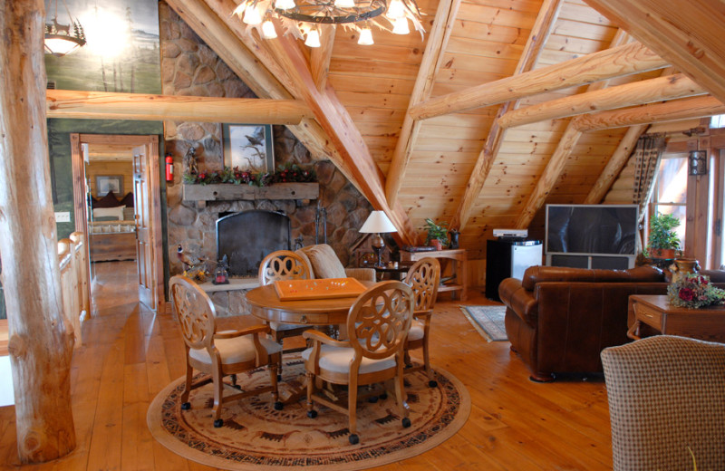 Lounge area at Pine Lakes Lodge.