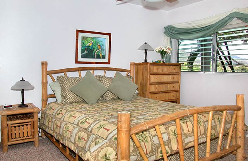 Vacation rental bedroom at Wailua Bay View Condos.